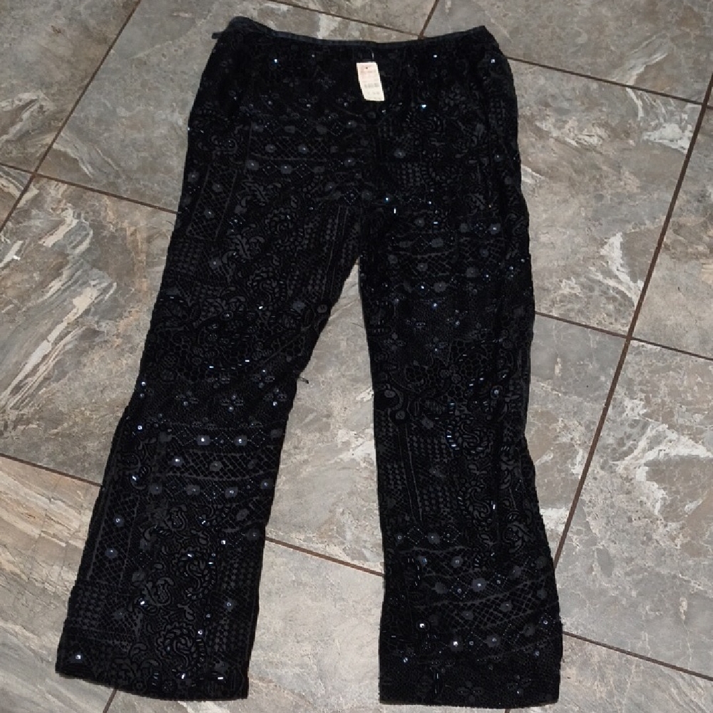 Elegant Black Sequin Trousers